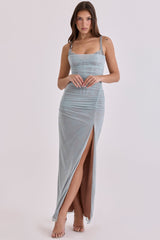 Lini Baby Blue Lace Mesh Maxi Dress
