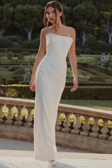 Clarinda Ivory Satin Strapless Bridal Gown