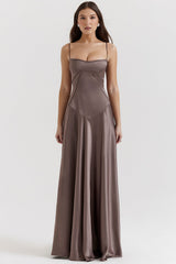 Anabella Smoke Lace Up Maxi Dress