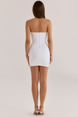 The Contour True White Sculpting Halter V Waist Mini Bandage Dress