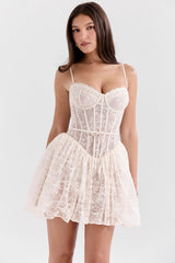 Louisa Vintage Cream Lace Mini Dress
