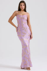 Capriana Orchid Jacquard Satin Gown