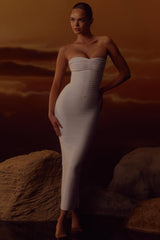 The Sweetheart True White Strapless V Waist Bandage Maxi Dress