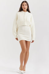 Salilah Cream Chenille Blend Bomber Jacket