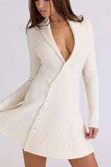 Ayla Cream Asymmetric Skater Mini Dress