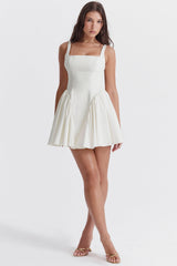 Florianne Ivory Cotton Bow Mini Dress