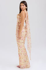 Cassidy Honeyflower Print Fluted Hem Maxi Skirt