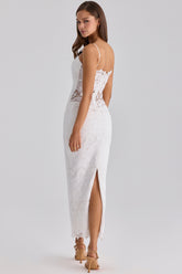 Serenella White Broderie Anglaise Lace Midi Dress