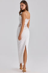 Serenella White Broderie Anglaise Lace Midi Dress
