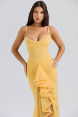 Gabbi Apricot Ruffled Front Gown