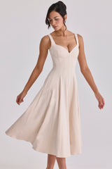 Carlotta Vintage Ivory Twill Silhouette Midi Dress