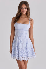 Isla Bluebell Scallop Lace Broderie Anglais Mini Sundress