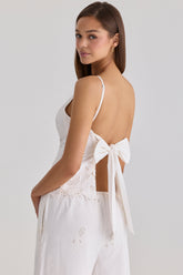 Nolia White Broderie Anglaise Cotton Bow Back Top