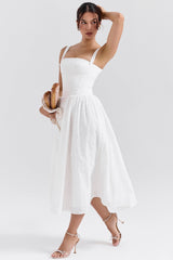 Vivien White Broderie Anglais Midi Sundress