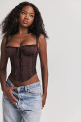Gini Rich Brown Lace Back Corset