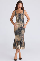 Amaria Leopard Print Hand Beaded Embellished Midi Dress - Limited Edition