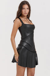 Nova Black Vegan Leather Mini Skirt