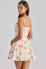 Dolly Ivory Vintage Rose Print Cotton Flared Mini Sundress