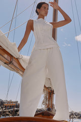 Jae White Cotton Wide Leg Trousers