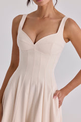 Carlotta Vintage Ivory Twill Silhouette Midi Dress