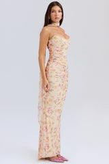 Cassidy Honeyflower Print Fluted Hem Maxi Skirt