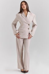 Hayden Beige High Waist Tailored Trousers