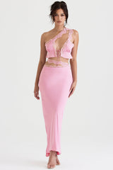Mathilda Pink Lace Trim Maxi Skirt