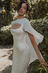 Alena Ivory Asymmetric Draped Pure Silk Shawl