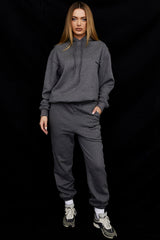 Halo Dark Grey Cotton Fleece-Back Oversized Hoodie