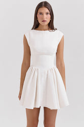 Enchant White Open Back Mini Dress