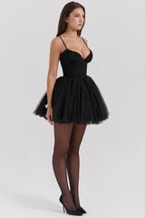 Princess Black Tulle Mini Dress