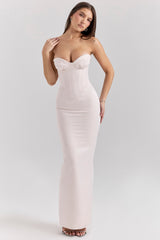 Valeria Blush Satin Midi Dress