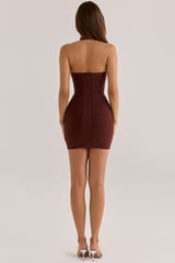 The Silhouette Burnt Sugar Halter Neck Bandage Mini Dress