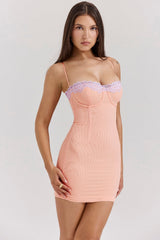 Harper Sorbet Lace Trimmed Mini Dress