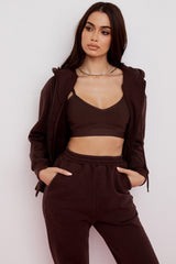 Storm Chocolate Cotton Fleece-Back Zip Through Hoodie