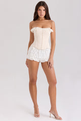 Idella Cream Satin Lace Trim Corset Top