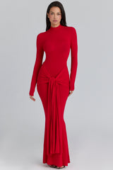 Imogen Scarlet Red Hip Drape Maxi Dress
