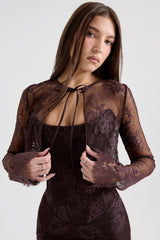 Larra Bitter Chocolate Lace Corset Midi Dress & Bolero