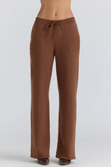 Chelsea Tan Cashmere + Wool Wide Leg Trousers
