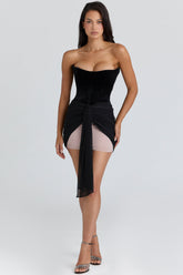 Clara Black & Blush Chiffon Mini Dress - Limited Edition