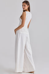 Jae White Cotton Wide Leg Trousers