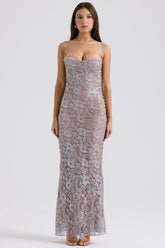Azzurra Ice Blue Lace Godet Gown