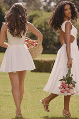 Cindy White Twill Midi Sundress
