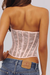 Ayana Pink Lace Boned Corset Top