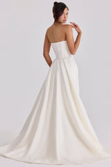 Sabrina Ivory Satin Strapless Bridal Gown