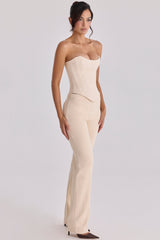 Chiara Vintage Ivory Crepe Straight Leg Trousers