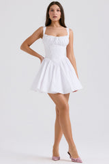 Natassia White Cotton Mini Dress