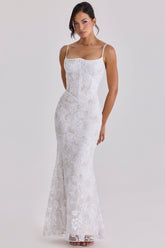Naeva White Hand Beaded Embellished Bridal Gown