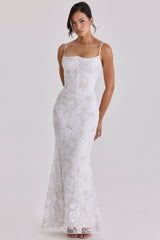Naeva White Hand Beaded Embellished Bridal Gown