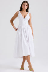 Emmelina White Cotton Corset Sundress